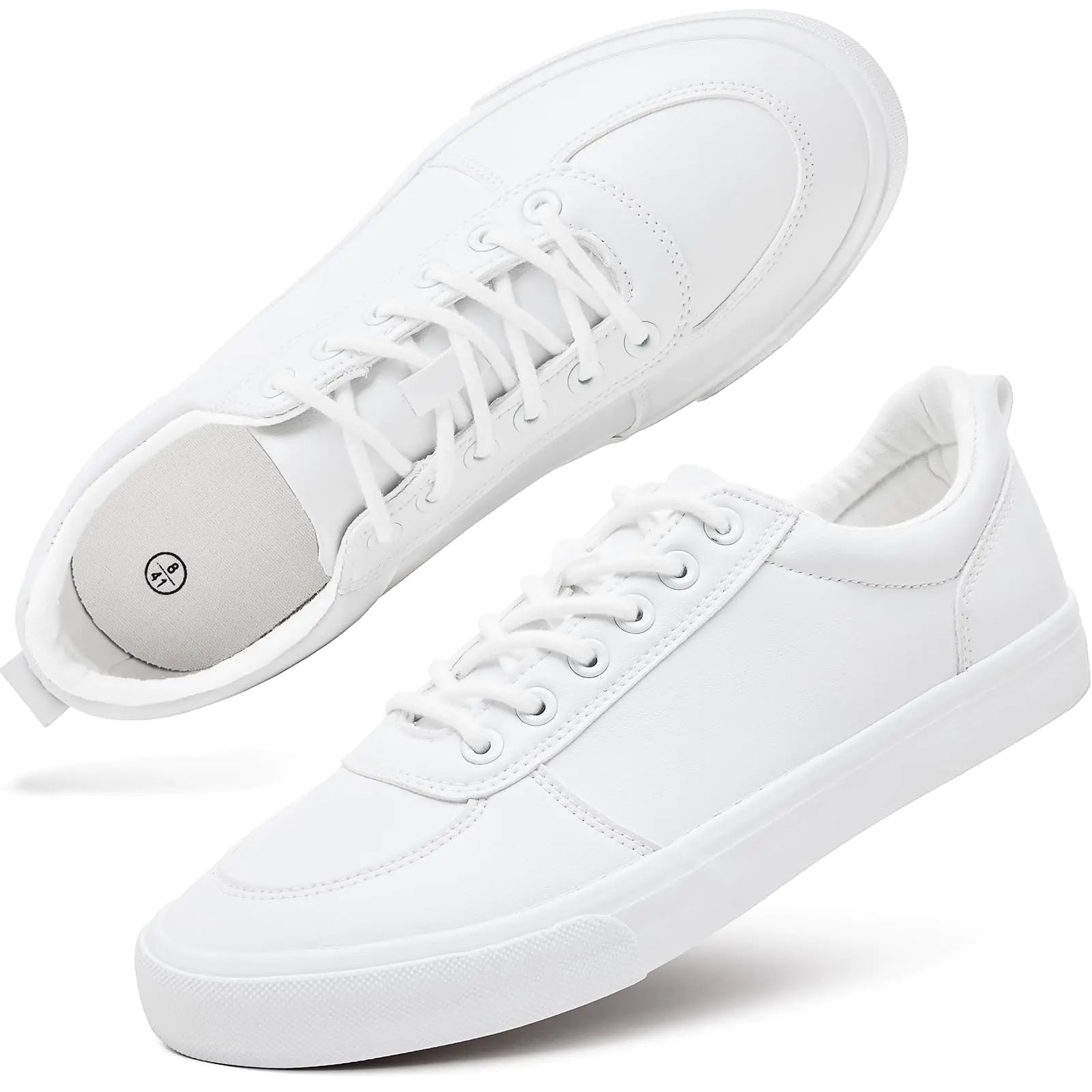 SleekStride Men's White Low Tops