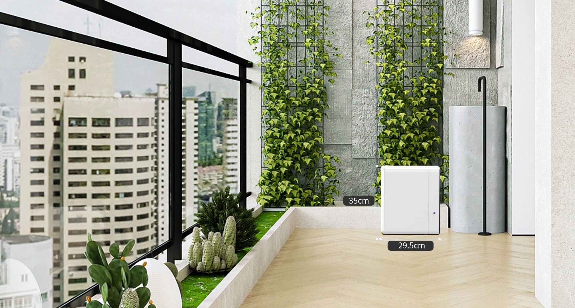 It occupies a small area, not affecting the balcony space at all, yet a single unit stores up to 2240Wh of energy.