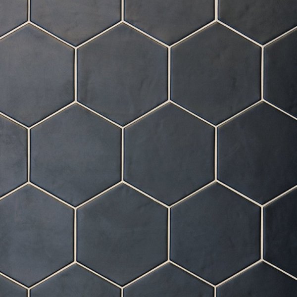 Close up of Black Hexagon Bathroom Tile