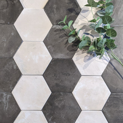 Country Hexagon White Terracotta 14 x 16cm – Baked Tiles
