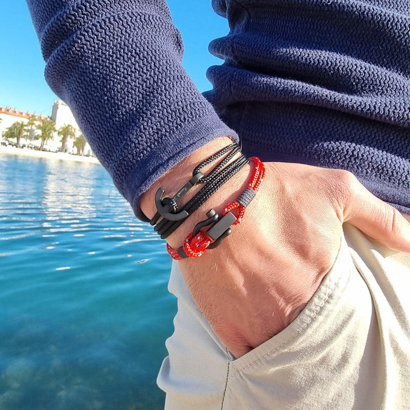 ROYAL mini shackle bracelet red mix black