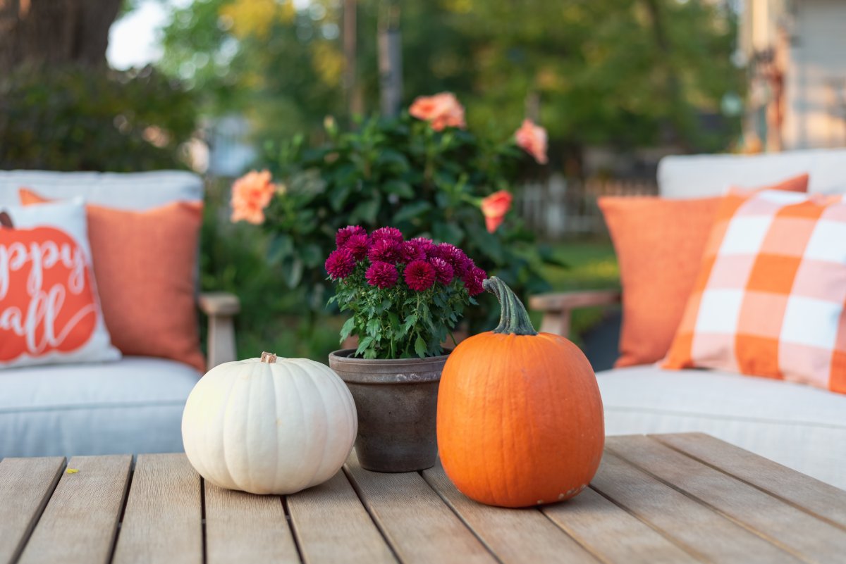 Deck Fall Decor Pumpkins