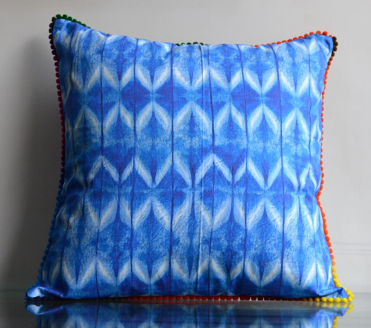 Tie Dye Pattern Indigo Blue Colour Cotton Cushion Cover - 16"x16" Size