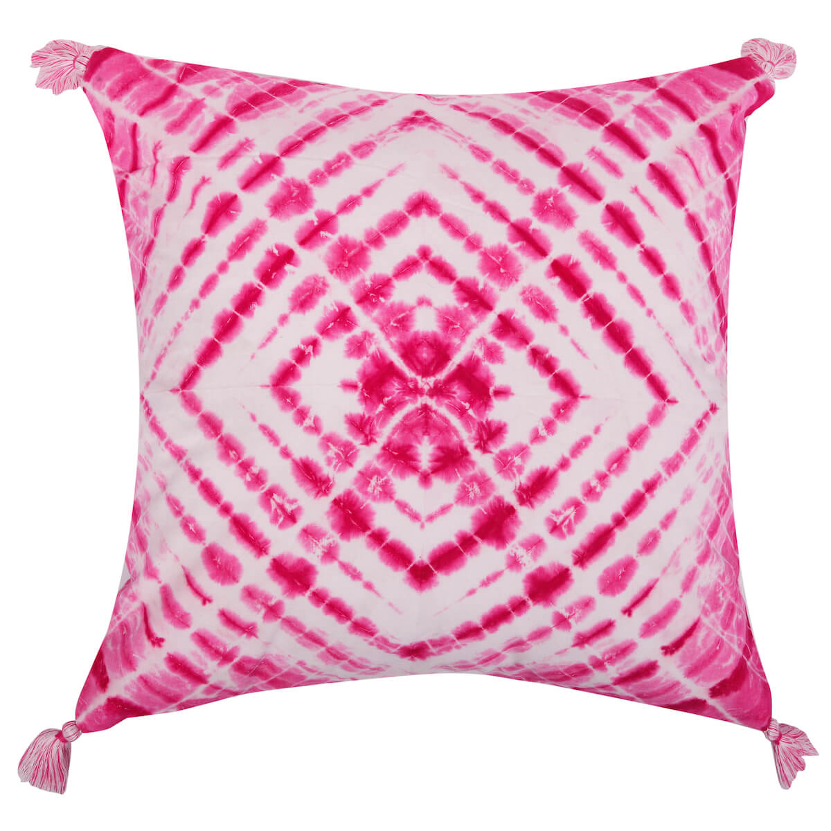 Handcrafted Tie Dye Pattern Pink Colour Cotton Cushion Cover - 16"x16" Size
