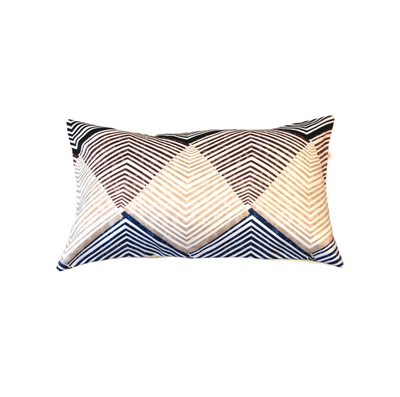Geometric Pattern Satin Printed Multicolor Cushion Cover - 20''x12'' Size