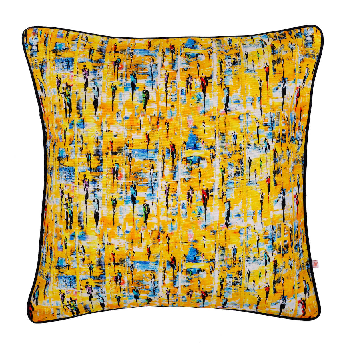 Abstract Bright Yellow Digital Printed Cotton Canvas Size 16"x16"