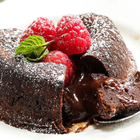 Chocolade lava cake met frambozen