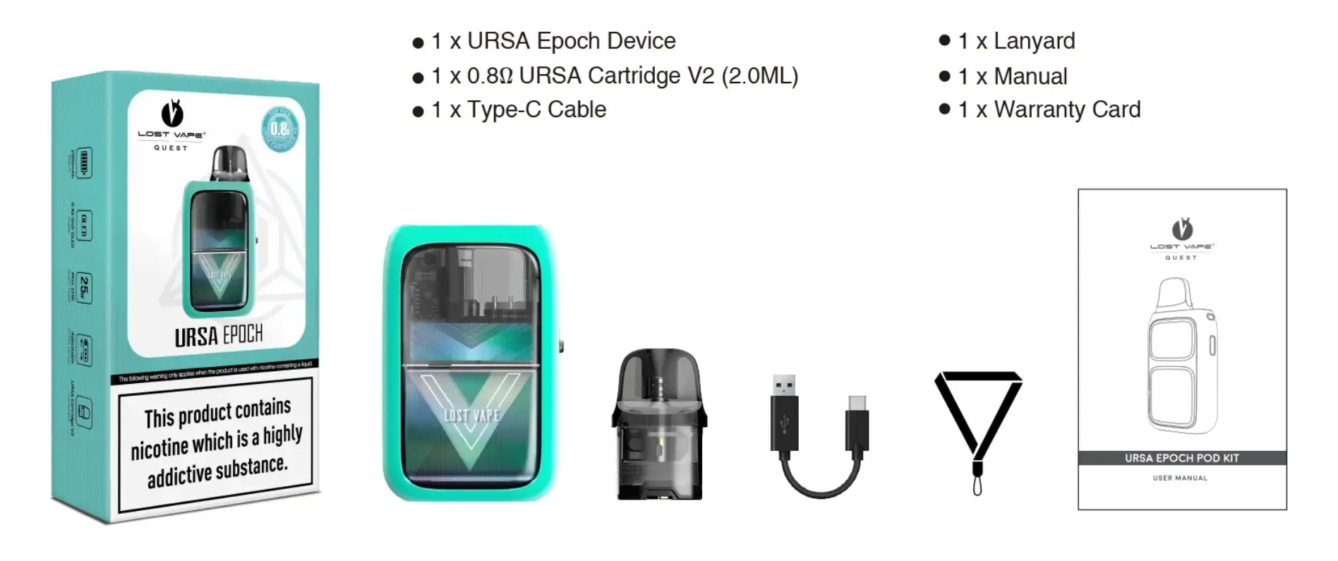 Lost Vape Ursa Epoch Pod Kit offers 25W power, 1000mAh battery & smart airflow for MTL/RDL styles