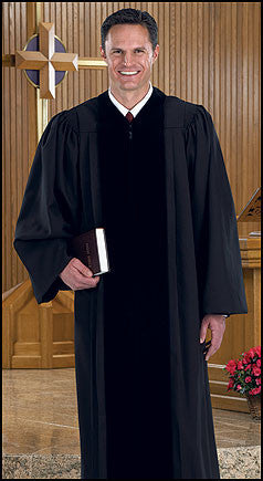 Cambridge Tailored Apparel Black Pulpit Robe with Polyester Velvet Pan ...