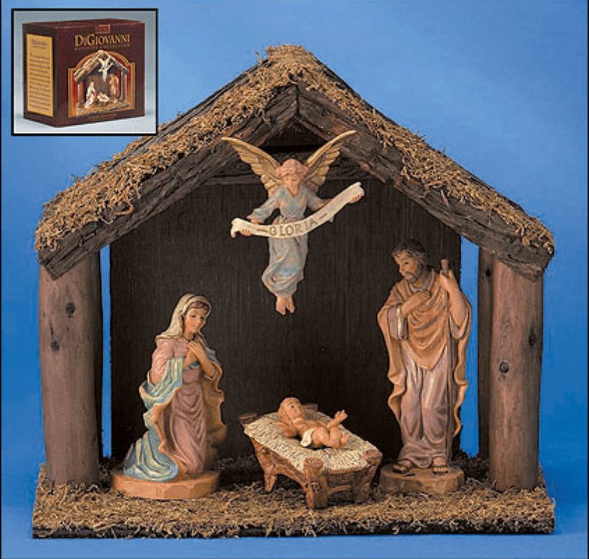 4-Piece Nativity Set with Wood Stable – Joseph's Inspirational