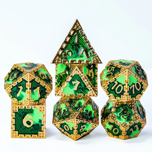 Cusdie Solid Metal Dragon Pattern Dice Set - SpockPaperScissors