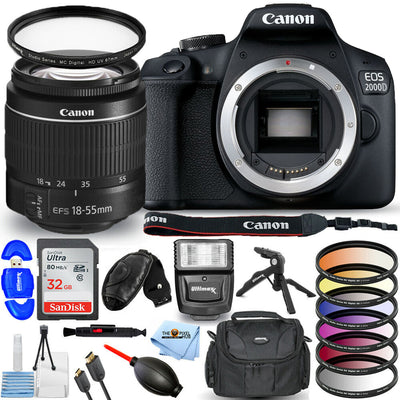 Canon EOS 2000D Rebel T7 DSLR Camera with 18-55mm III Lens With 25 Piece  Bundle 4549292111842