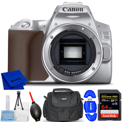 Canon EOS 250D / Rebel SL3 DSLR Camera (Body Only) + (White) 64GB Memory  Card + Card Reader + Case + Flex Tripod + Hand Strap + Cap Keeper + Memory