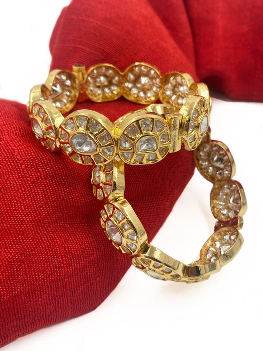 18k Gold and Diamond Polki Bracelet with Blue Meenakari and mat-like p – G.  K. Ratnam