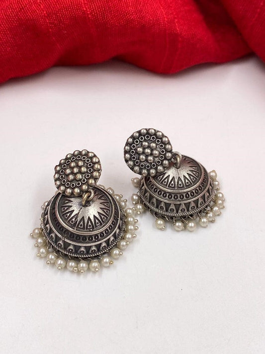 Buy CHUIMUI Silver-Tone black oxidized Mirror studded Contemporary Jhumkas Earrings  Online at Best Prices in India - JioMart.