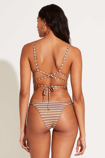 Sexy Metallic Gold Glowing Triangle Bra Tie Back Two Piece Swimsuit bikini  US 