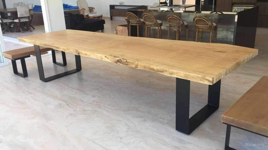 Mesa Rustica de Jantar Andirá 200x80 prancha em madeira com bordas