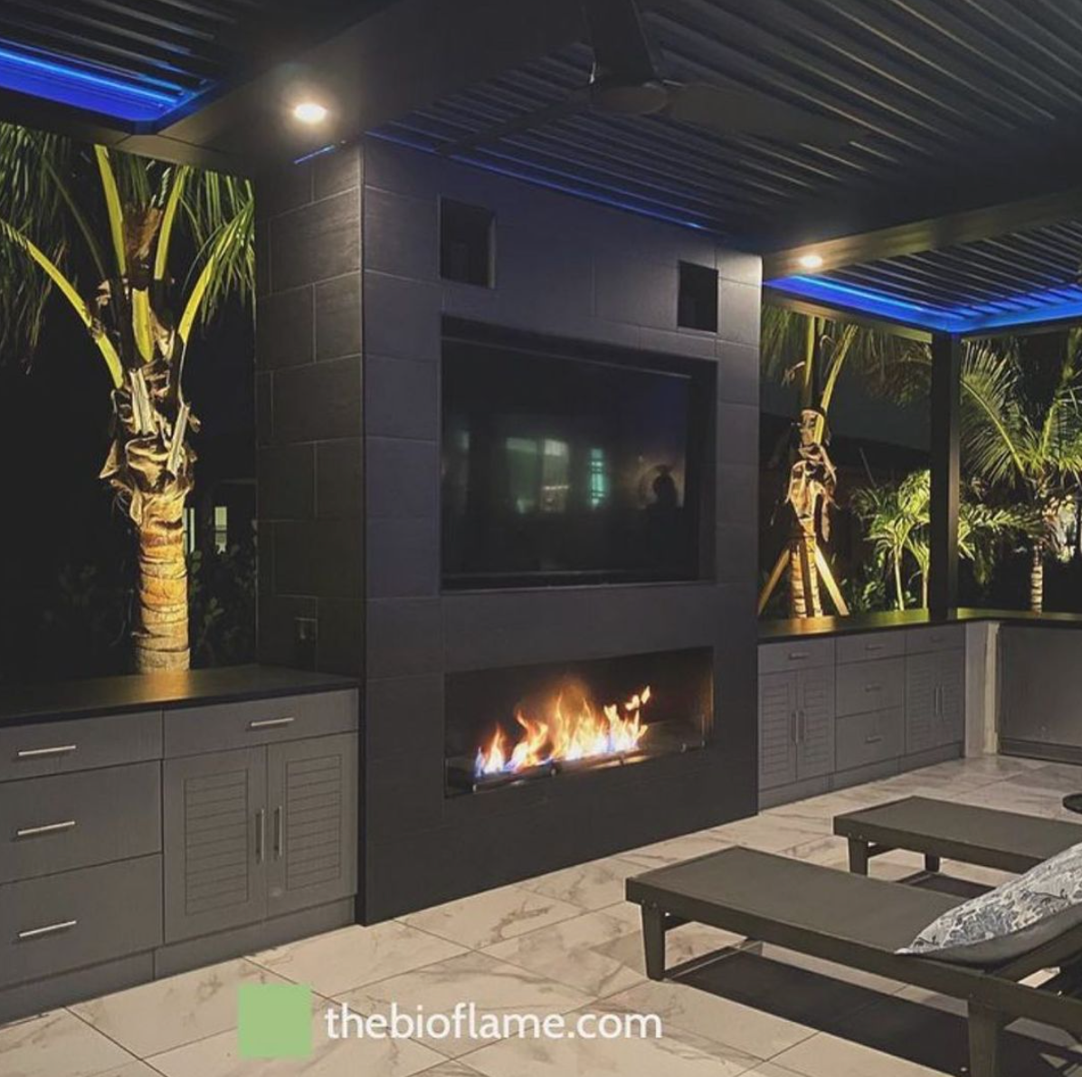 Black statement fireplace