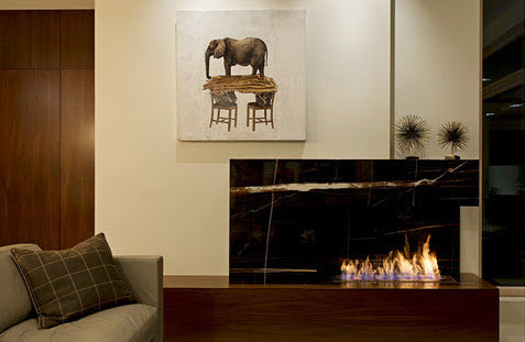 Cozy up on the couch with our SMART fireplace.