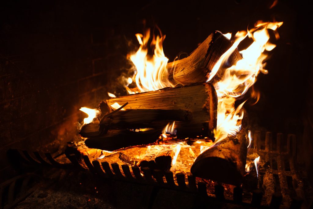 Wood burning fireplace