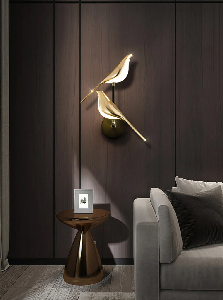 Nordic Bird Wall Lamp Bedside Wall Scones Gold Color in Bird Shape