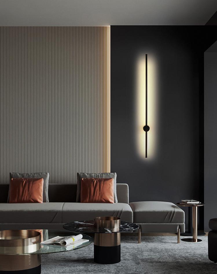 Modern Sleek Black Wall Light Linear Strip Wall Scone
