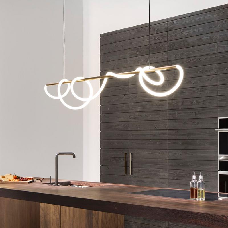 Gold Pendant Light for bar island dining table led tube pendant lights for luxury interior