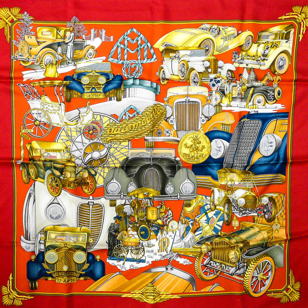 Hermes Silk Scarf Automobile Joachim 