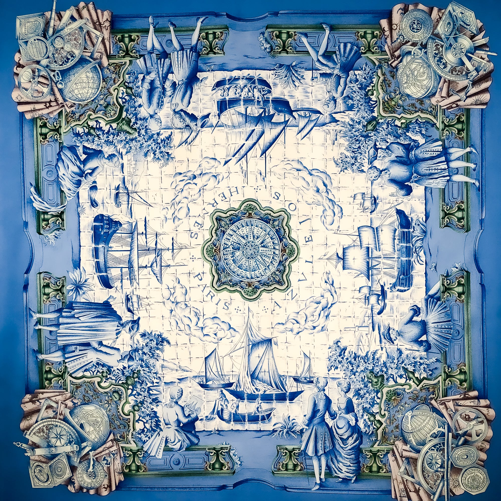 Azulejos Hermes Scarf by Catherine Baschet 90 cm Silk