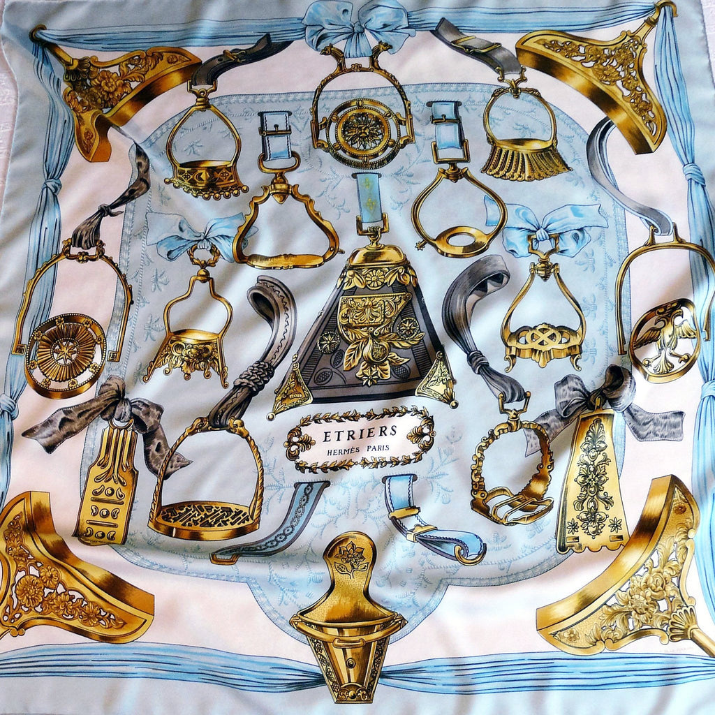 Vintage Hermes Silk Scarf Etriers Light 