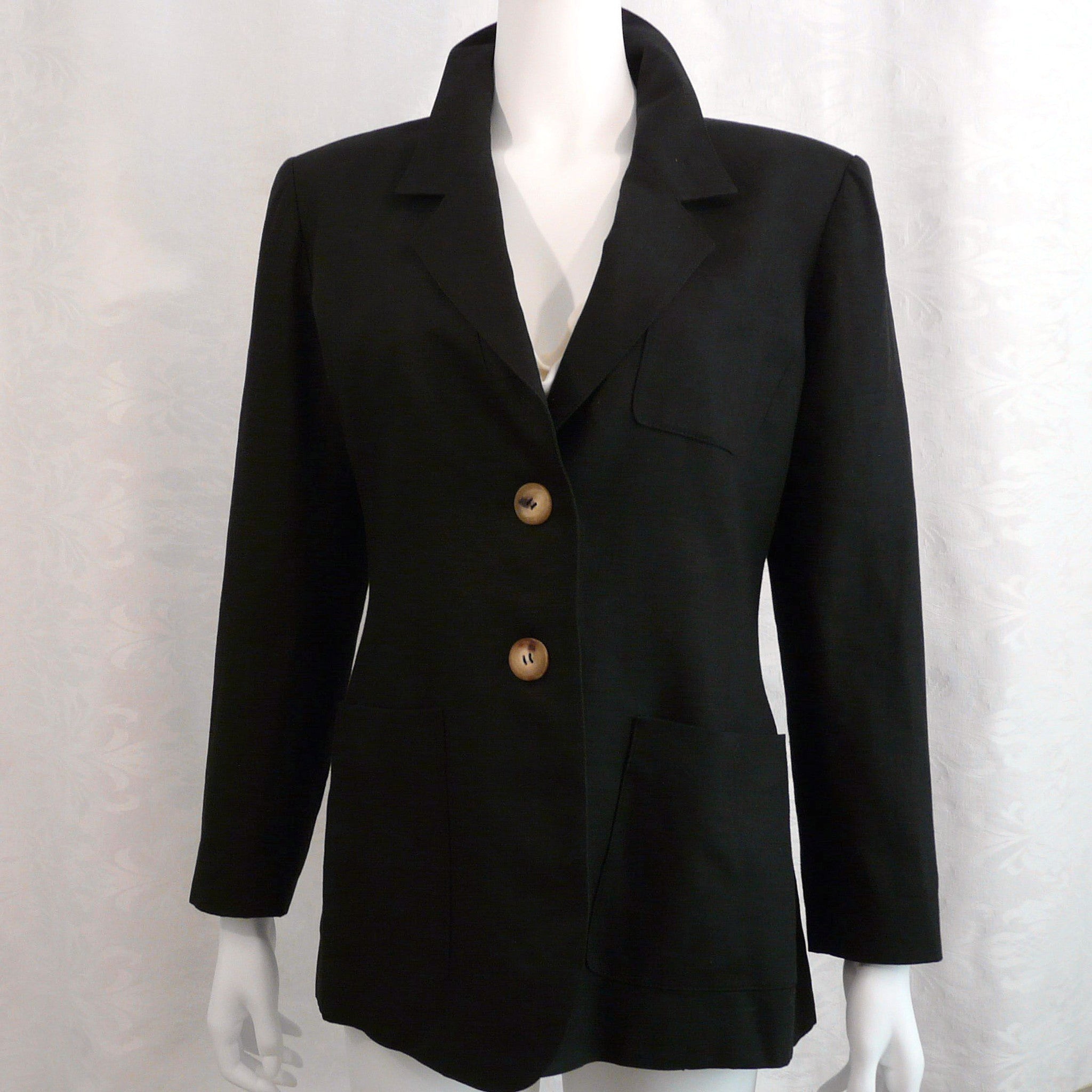 Vintage Hermes Linen Jacket Blazer Black Sz 40 Made in France Stunning