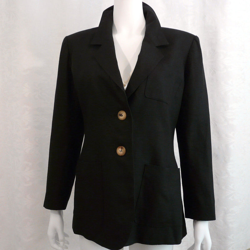 Vintage Hermes Linen Jacket Blazer Black Sz 40 Made in France Stunning ...