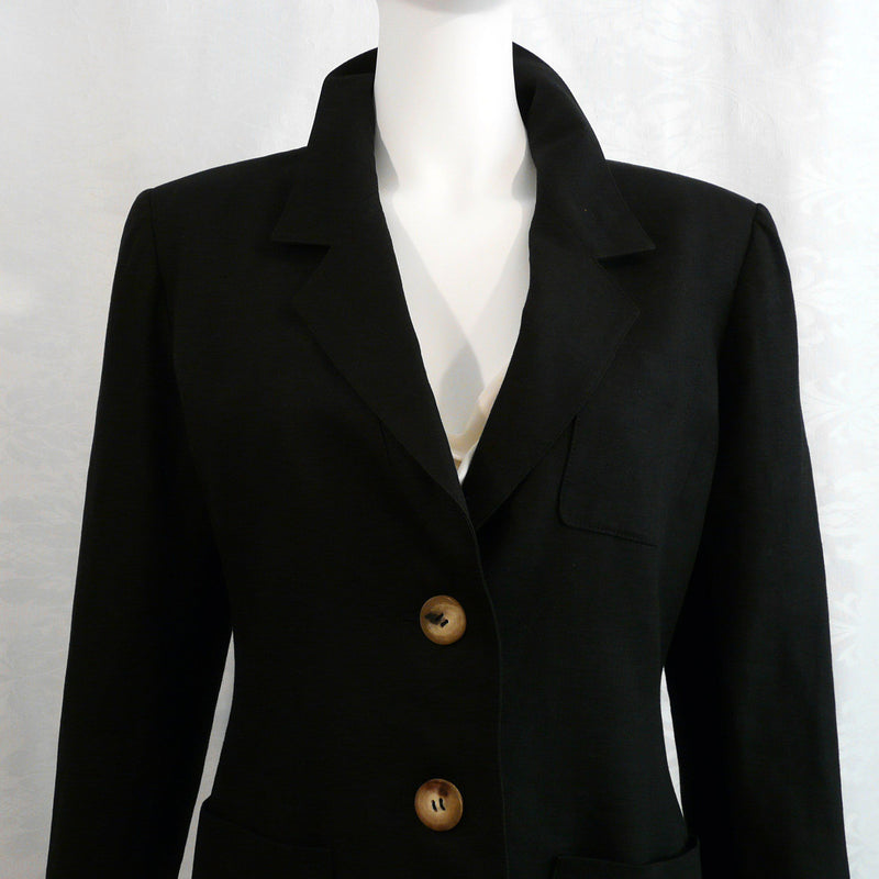 Vintage Hermes Linen Jacket Blazer Black Sz 40 Made in France Stunning ...