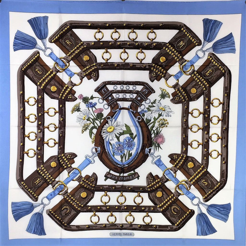 Vintage Hermes Silk Scarf Aux Champs 