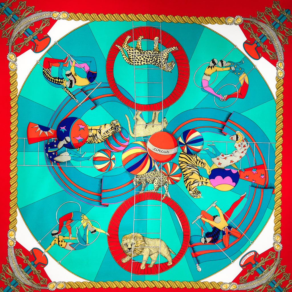 Hermes Silk Scarf Circus Red and 