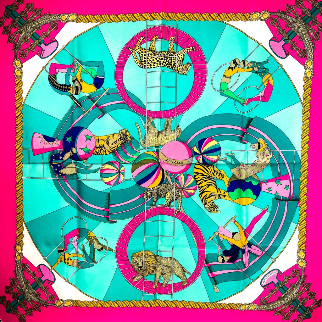 Circus Hermes Silk Scarf in Vibrant 