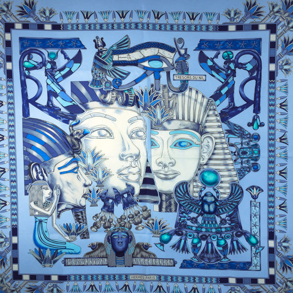 Tresors du Nil Hermes Silk Scarf Blue | Carre de Paris