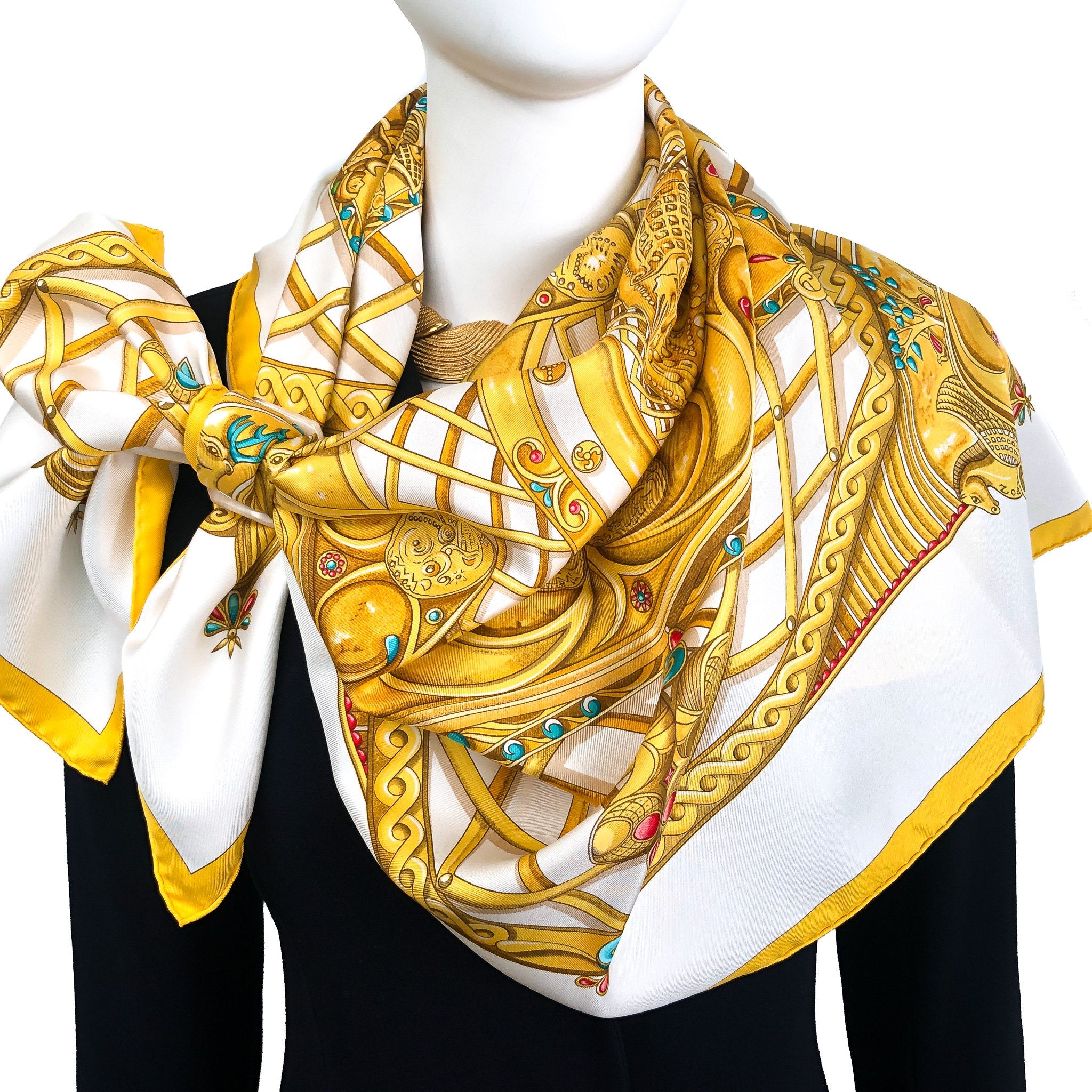 Monnaies et Symboles des Parisii Hermes Scarf By Zoe Pauwels 90 cm Sil ...