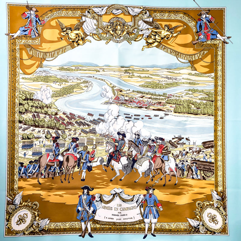 Les Armees en Campagne Hermes Scarf by Lise Coutin 90 cm Silk RARE ...