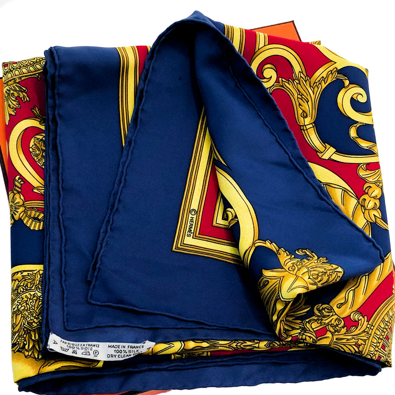 hermes scarf blue and gold