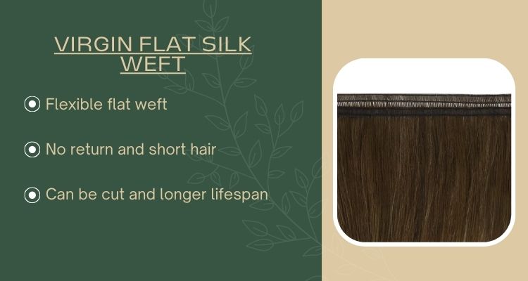 Virgin flat silk weft hair extensions thin weft