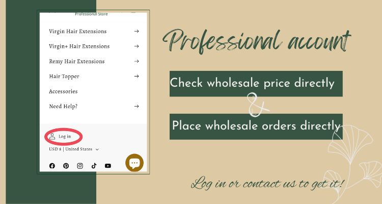 log into your professional account to check the wholesale price