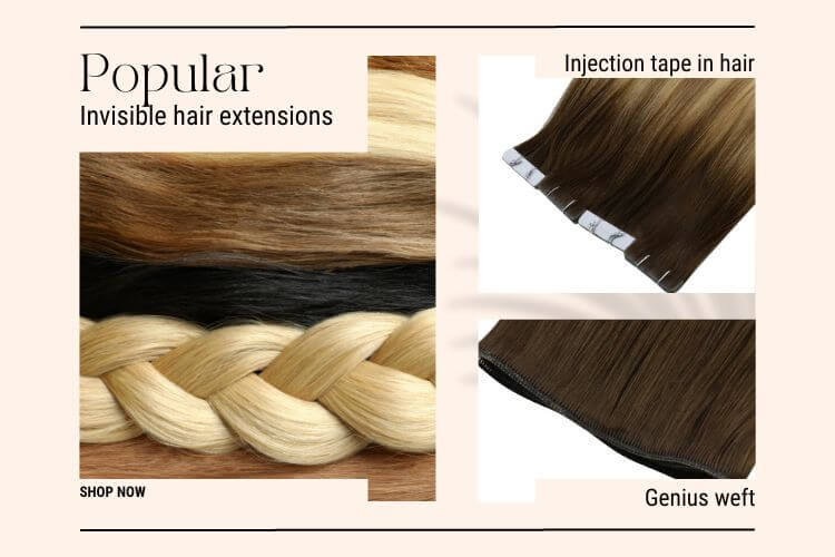 popular invisible hair extensions injection tape in hair and genius weft