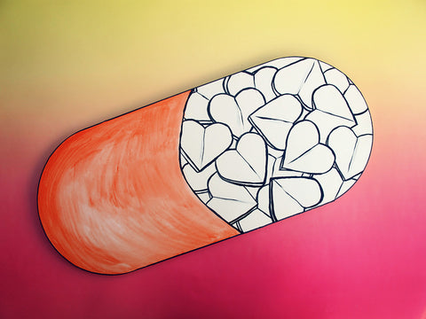Orange Heart Pill Painting