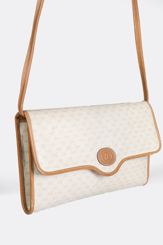 Vintage Gucci Flora Leather Crossbody Bag OLD GUCCI shoulder bag pochette  white