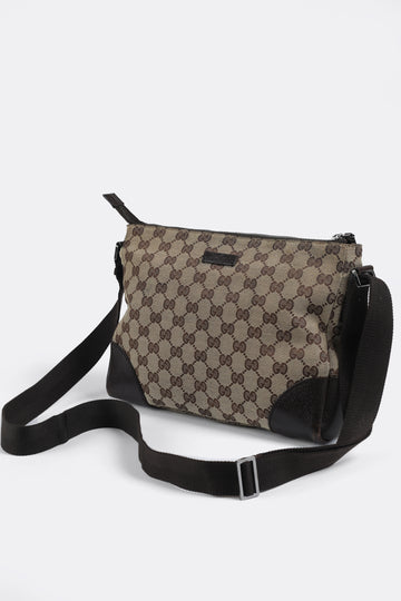 Gucci Vintage Maroon Leather and GG Logo Monogram Fabric Crossbody Bag –  Amarcord Vintage Fashion