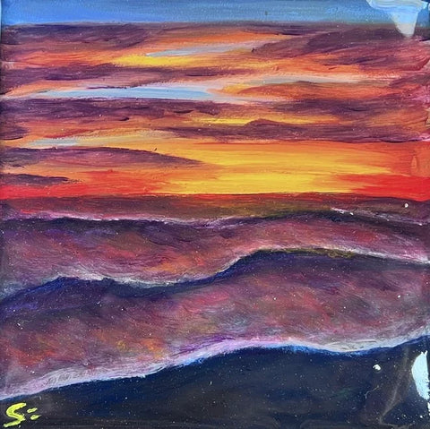 Color the Day, Stacey Rigdon, 2023, oil & resin on panel, 6 x 6 in. / 15.24 x 15.24 cm.