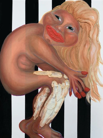 I'm a Feminist but I Still Wax my Legs, Hailey McGuire, 2023, mixed media on canvas, 30 x 24 in. / 76.2 x 60.96 cm.