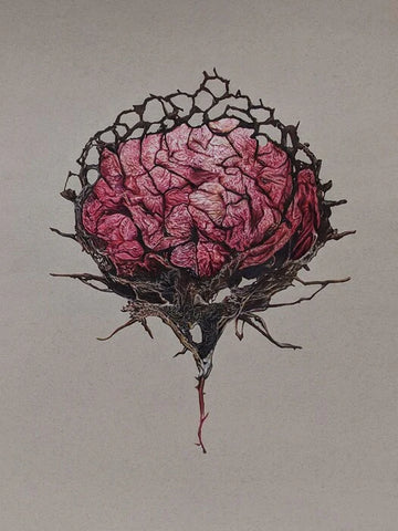 Psychosomatic: The Brain, Kelli Crockett, 2023, mixed media, 24 x 18 in. / 60.96 x 45.72 cm.