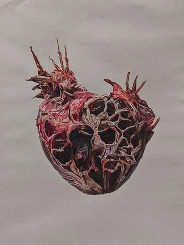 Psychosomatic: The Heart, Kelli Crockett, 2023, mixed media, 24 x 18 in. / 60.96 x 45.72 cm.